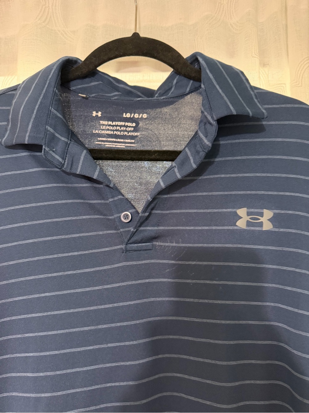 Under Armour Men’s Navy Blue Thin-Striped Polo